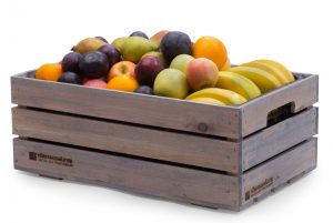 Frukt på kontoret med fruktkorg bas